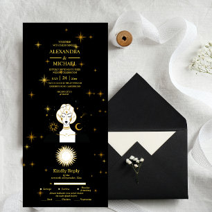 Estrelas Celestiais de Ouro Preto Místico Casament