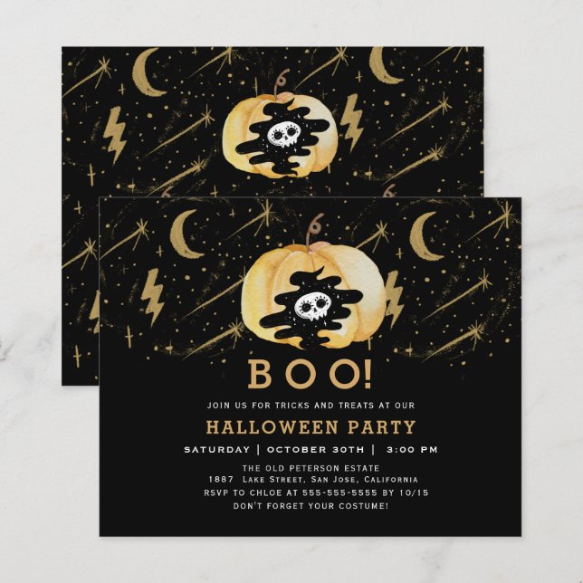 Estrelas de Abóbora do Halloween Preto do Orçament (Frente/Verso)