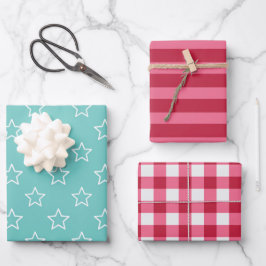 Estrelas de Gingham com faixas horizontais Papel d