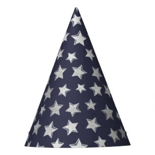 Estrelas de Prata Brilhantes - Chapéu de Festa Az