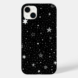 Estrelas Desenhadas à Mão Brancas em Preto