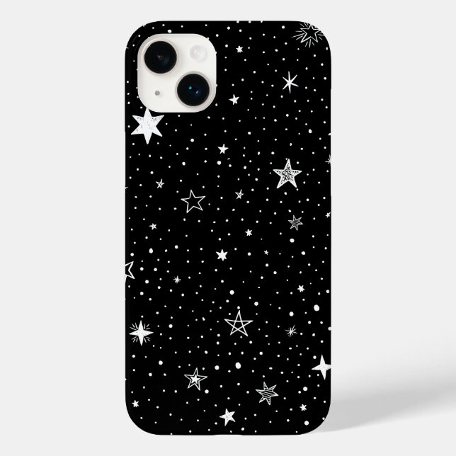 Estrelas Desenhadas à Mão Brancas em Preto (Verso)