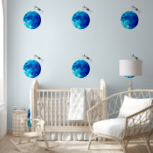 Estrelas disparando sobre a lua azul