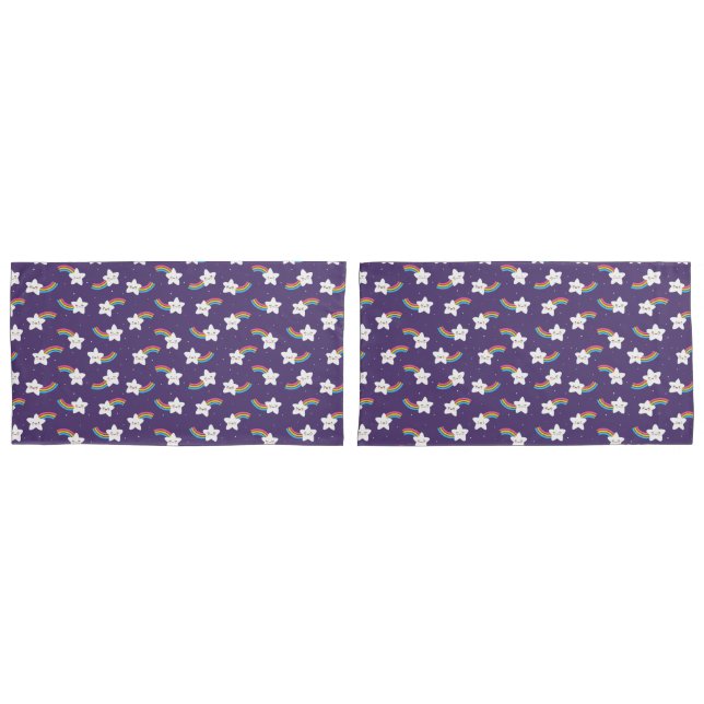 Estrelas do Arco-íris Pillowcases (Frente - conjunto)