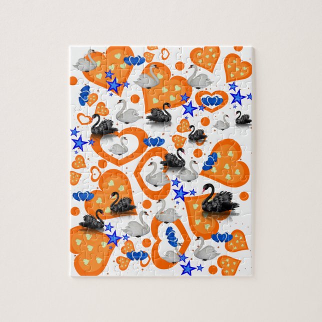 Estrelas do coração dos Cisnes quebra-cabeça Branc (Vertical)