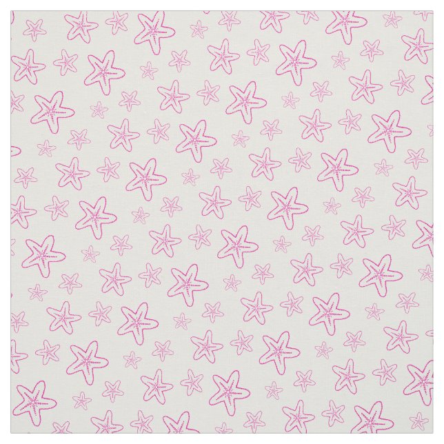 Estrelas do mar desenhando tecido branco rosa (Modelo)