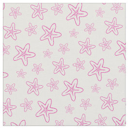 Estrelas do mar desenhando tecido branco rosa