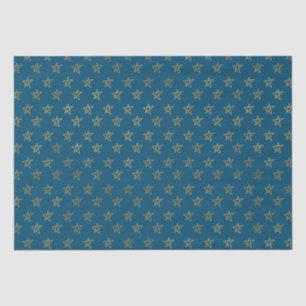 Estrelas Douradas Azuis Brilham Papel Tecido Brilh