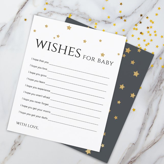 Estrelas Douradas e bonitas desejam um Cartão de A (Cute Gold Stars Wishes for Baby Advice Card)