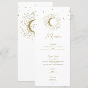 Estrelas Douradas Menu de Casamento Sol Celestial