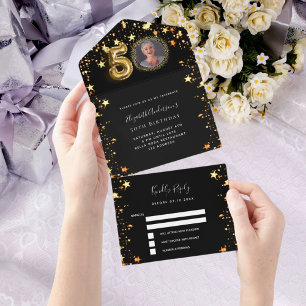estrelas douradas pretas de 50 anos foto rsvp