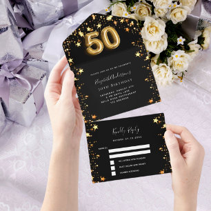 estrelas douradas pretas de 50 anos rsvp