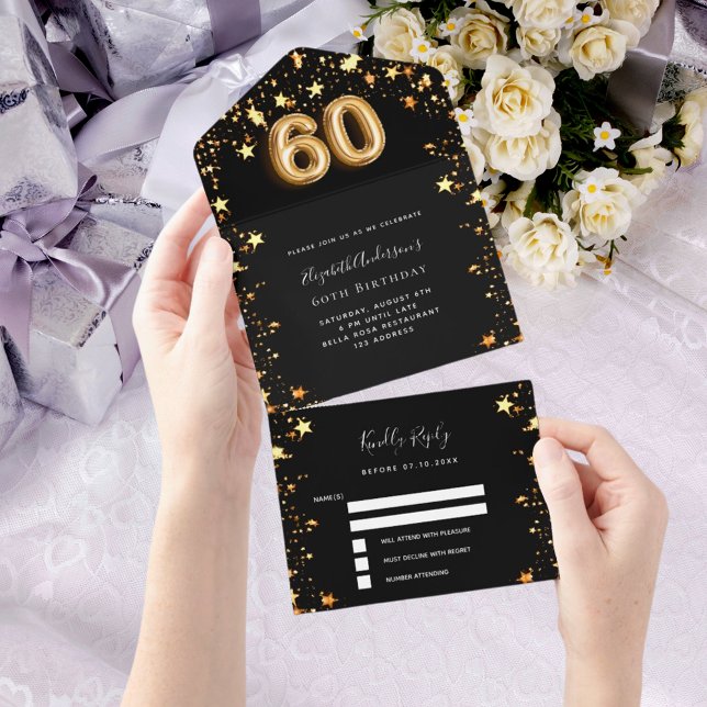 estrelas douradas pretas de 60 anos rsvp (Criador carregado)