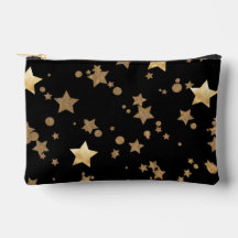 Estrelas e Bolinhas Celestiais Pretas e Douradas
