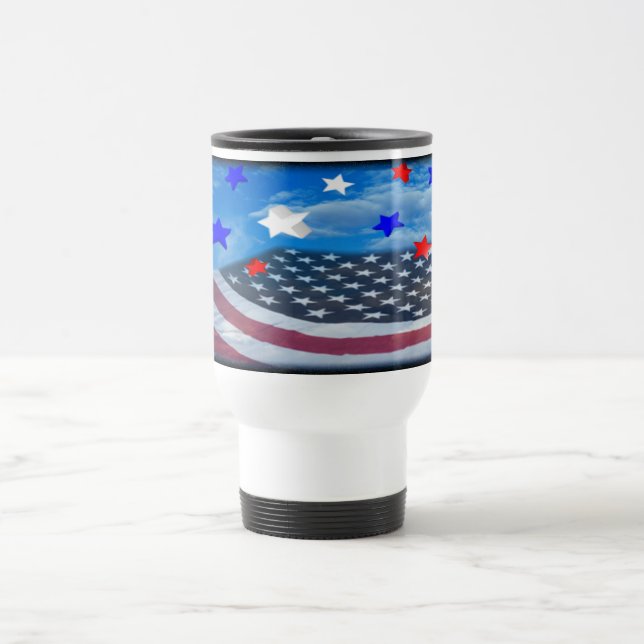 estrelas e caneca de viagem do branco da bandeira (Centro)