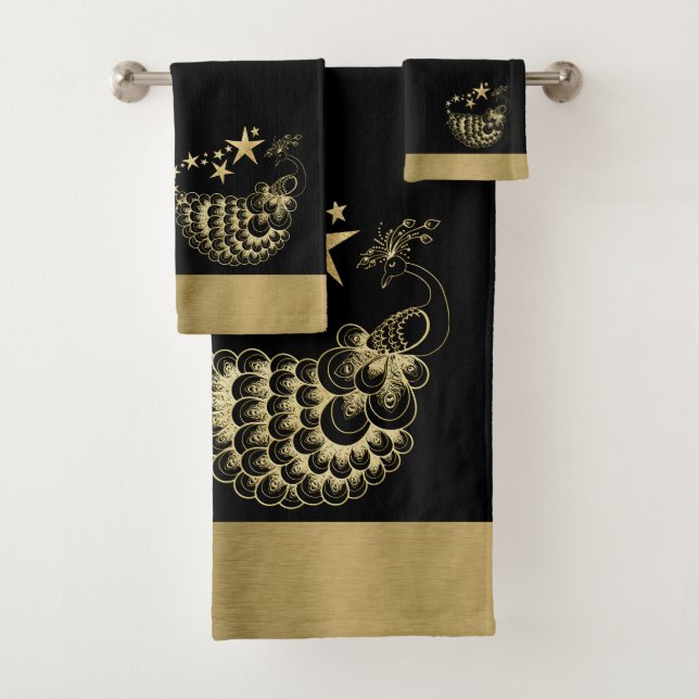 Estrelas e Conjunto de Toalhas de Peacock (Insitu)