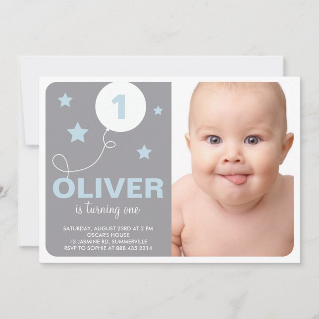 Estrelas e Convite de aniversário de Fotografias d (Frente)