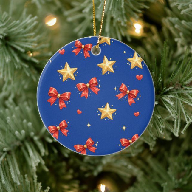 Estrelas e Laços Azuis de Natal Enfeite (Árvore)