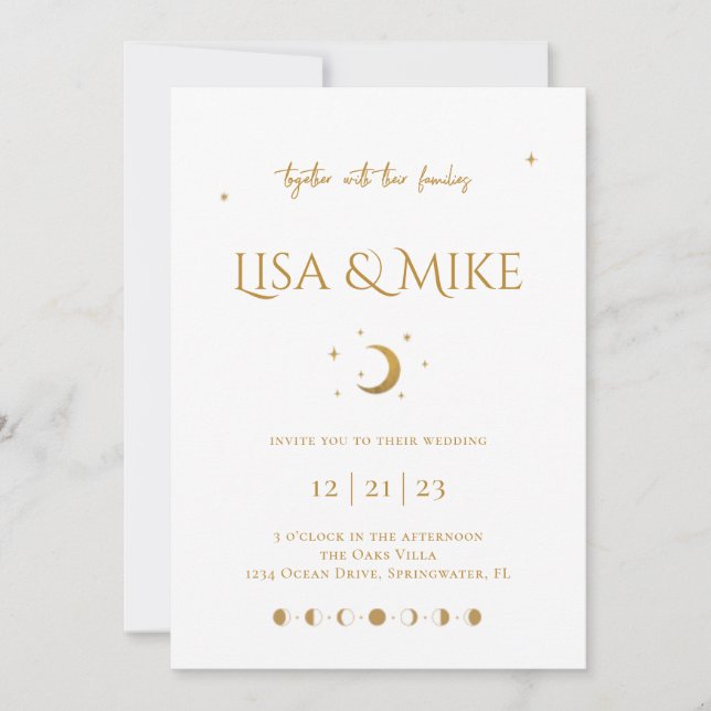 Estrelas e Lua - Convite Celestial Mínimo (Frente)