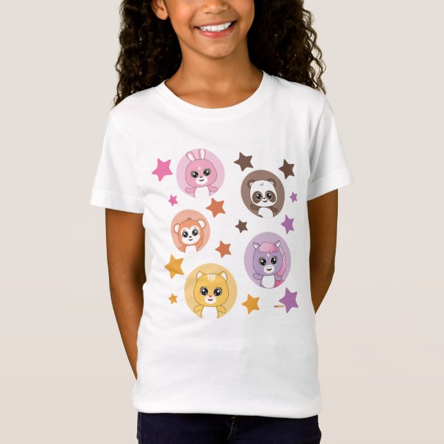 Estrelas Espumantes e Camisetas Cute Animal Faces (Frente)