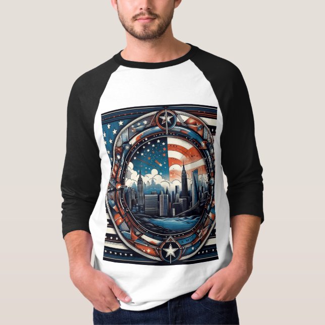 "Estrelas, Listras e Estilo: Camiseta Tendência In (Frente)