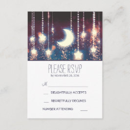 estrelas luas e cordas de luzes cartões RSVP de ca
