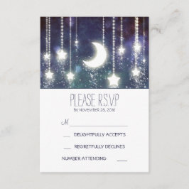 estrelas luas e cordas de luzes cartões RSVP de ca