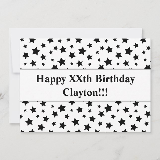 Estrelas Negras com Convite de Aniversário de Mens (Frente)