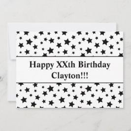 Estrelas Negras com Convite de Aniversário de Mens