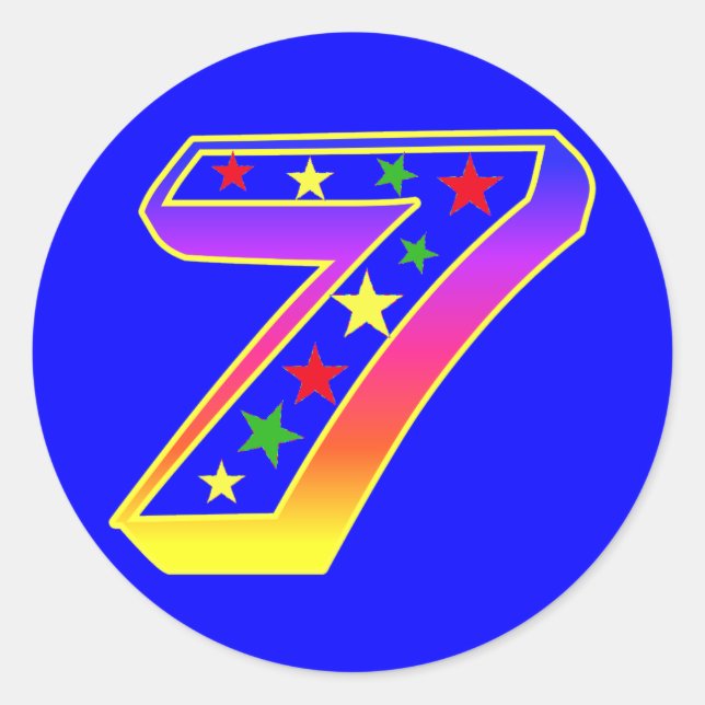 Estrelas Número 7 Autocolantes (Frente)