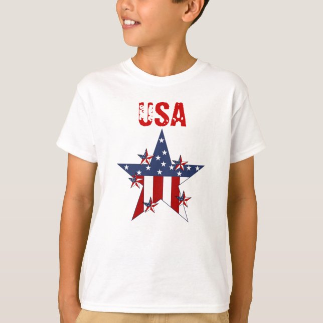Estrelas Patriotas de Meninos da T-shirt nos EUA (Frente)