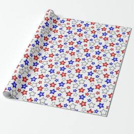 Estrelas Patrióticas - Papel de Embrulho Branco