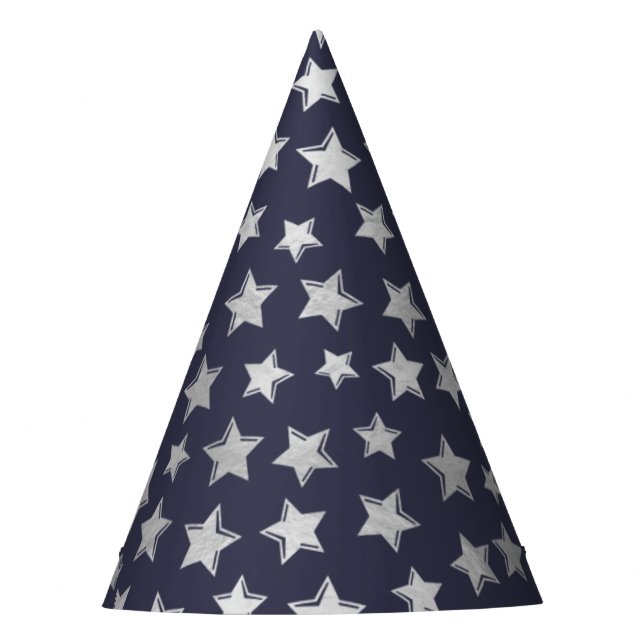 Estrelas Prateadas Brilhantes - Chapéu de Festa co (Frente)