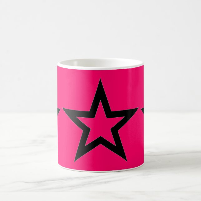 Estrelas pretas no rosa - caneca (Centro)