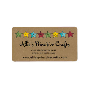 Estrelas Primitivas na Etiqueta Kraft Shipping