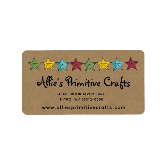 Estrelas Primitivas na Etiqueta Kraft Shipping (Frente)