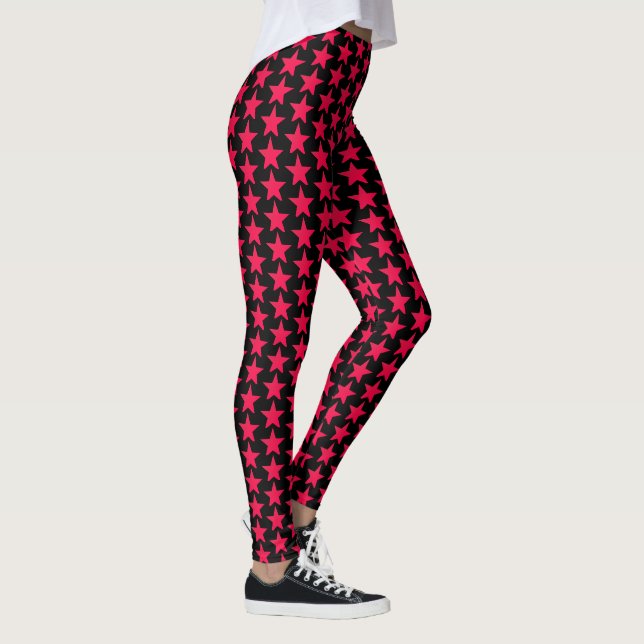 Estrelas Vermelhas Leggings Pretas (Direita)