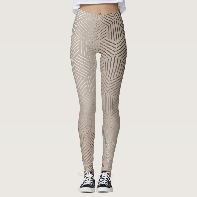 Estruturas geométricas de prata/Dourada Leggings f (Frente)
