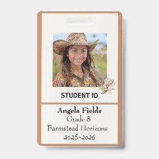 Estudante de casa Id Crachá Rustic Boho