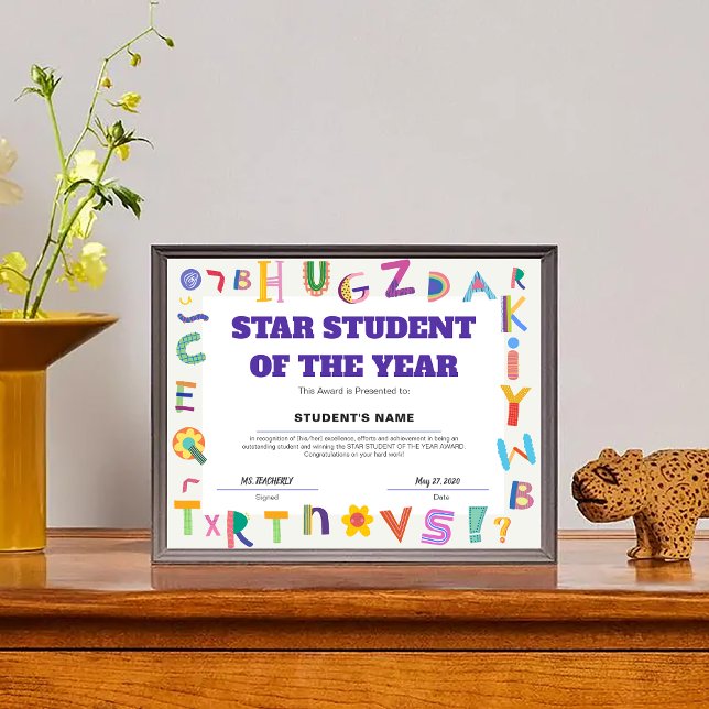 Estudante em Estrela Personalizável do Prêmio de C (Customizable Star Student of the Year Class Award)