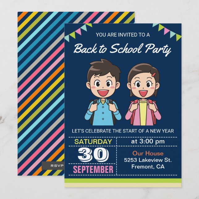 Estudantes bonitos | Voltar ao Convite de festas e (Frente/Verso)