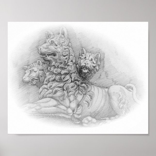 Estudo da estátua de leões - Pierre Jacques poster (Frente)