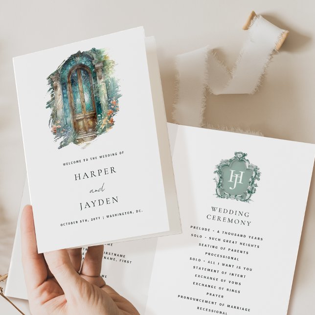 Eterno Chic Green, Blue, Teal Weding Program (Criador carregado)