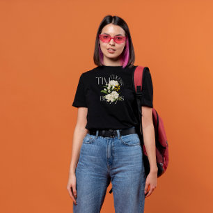 Eterno Floral Preto e Creme Blooms T-Shirt