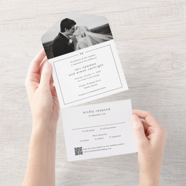 Eterno Monograma Código QR Casamento Moderno (Aba destacável)