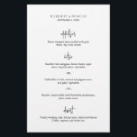 Eterno Preto e Branco Elegante Menu<br><div class="desc">Menu de casamento clássico e elegante com um layout simples com os cabeçalhos do curso em um roteiro moderno. O layout limpo e minimalista faz este excelente de cardápio preto e branco para um casamento formal tradicional.</div>