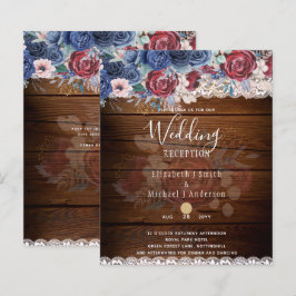 Eterno Rustic Blue Burgundy Floral Lace Casamento