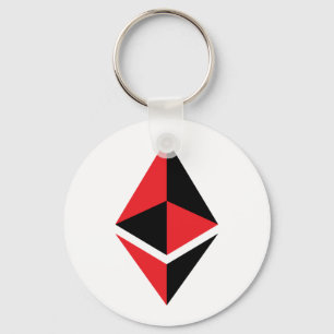 Ethereum ETH Logotipo Preto e Vermelho Chaveiro