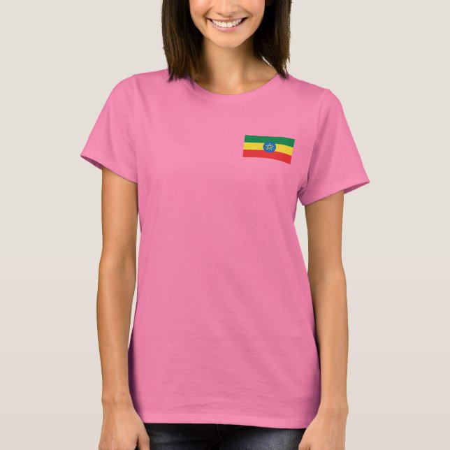 Etiópia Flag e Map Dk T-Shirt (Frente)