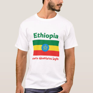 Etiópia Sinalizador + Mapa + Texto T-Shirt